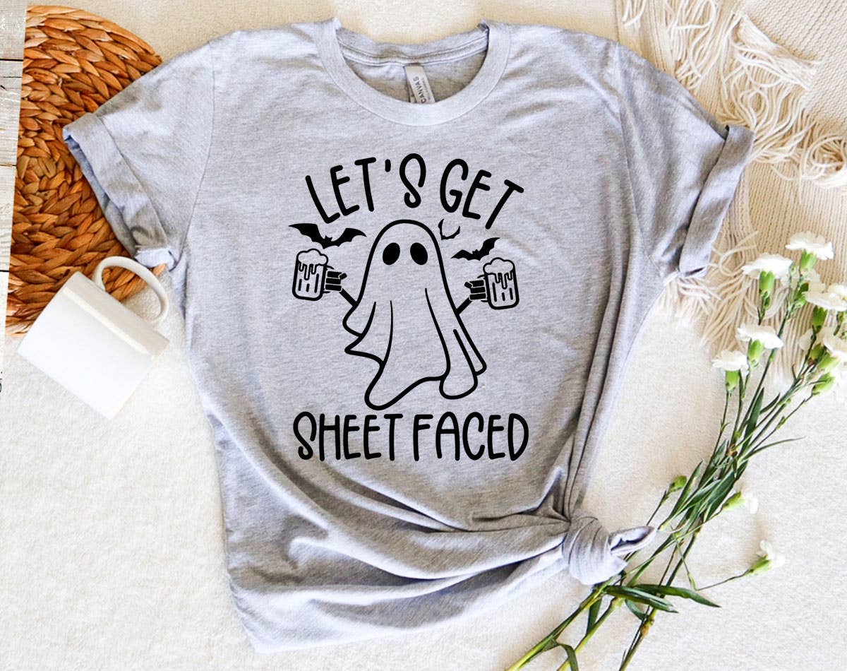Let's Get Sheet Faced - Funny Pun Halloween T-Shirt