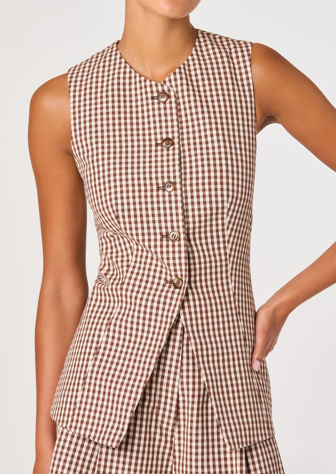Maren Gingham Cotton Vest