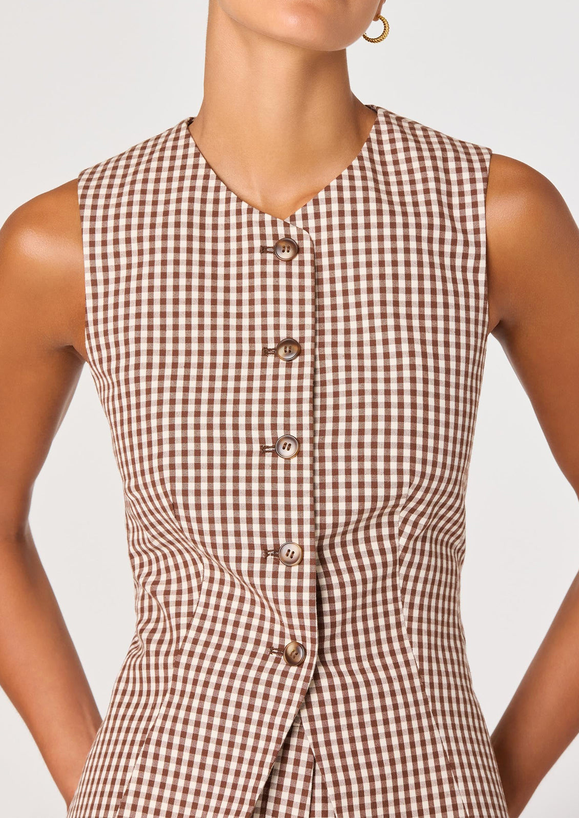 Maren Gingham Cotton Vest