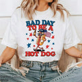 American Independence Day T-shirtAmerican Independence Day T-shirtFunny 4th Of July Hot Dog T-Shirt Bad Day To Be A Hot Dog Patriotic Graphic Summer Retro Vintage Cotton Shirt USA