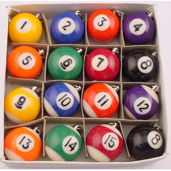 Billiard Ball Keychain BULK PACK SET of 16